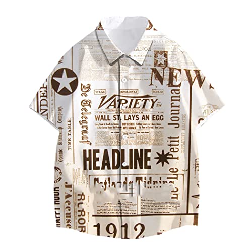 Chemise imprimée 3D Old Spaper contre la chaleur estivale vêtement ample et respirant XXL