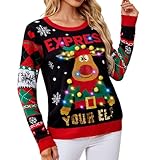 Nasjac Suéter de Navidad Mujer con Luz, Ugly Sweater Christmas Mujer y Hombre,Suéteres Navideños de Papá Noel, Diseño...