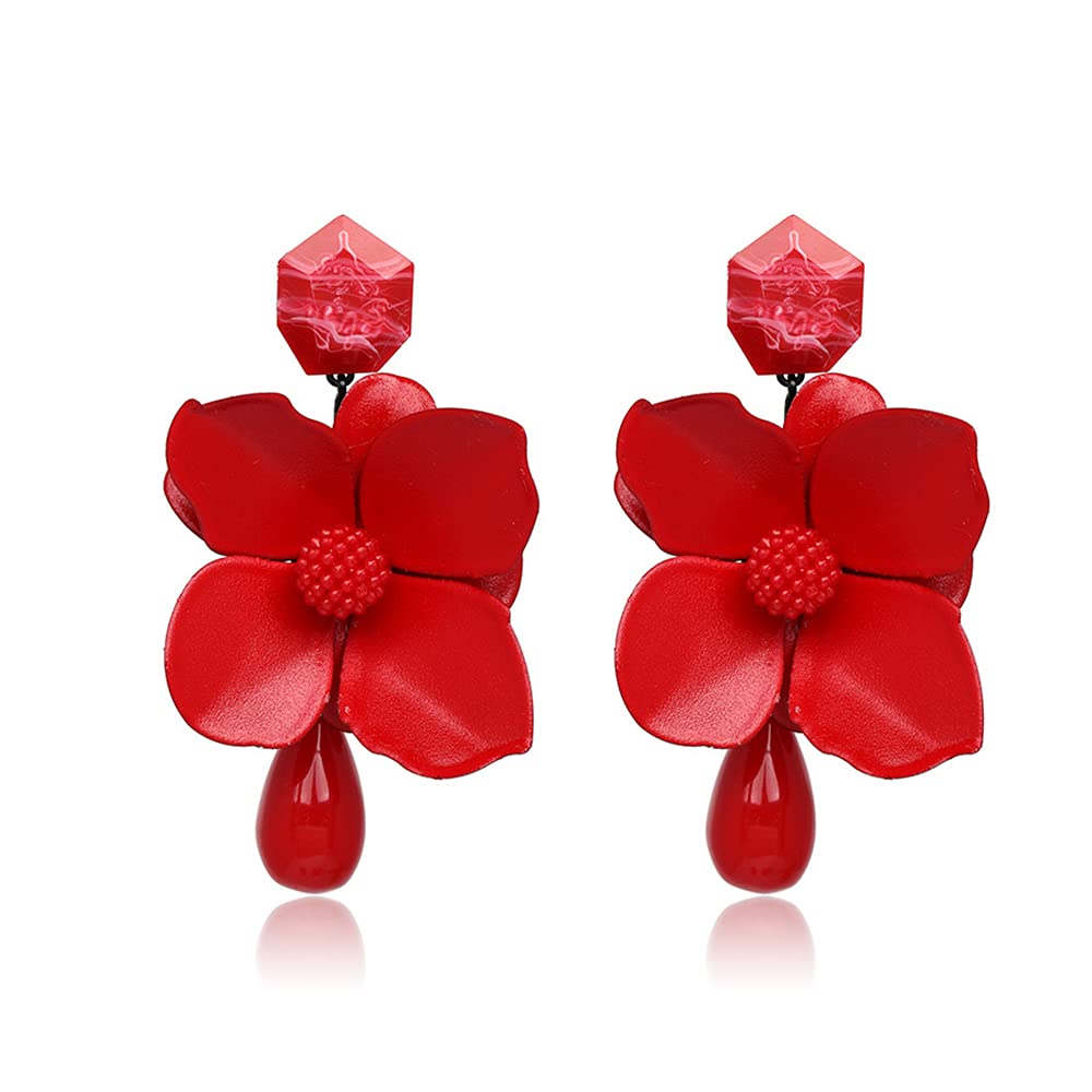 T-ztoss Retro Teardrop Big Flower Dangle Earrings Boho Layered Floral Petal Drop Earrings Statement fashion Earring for Women