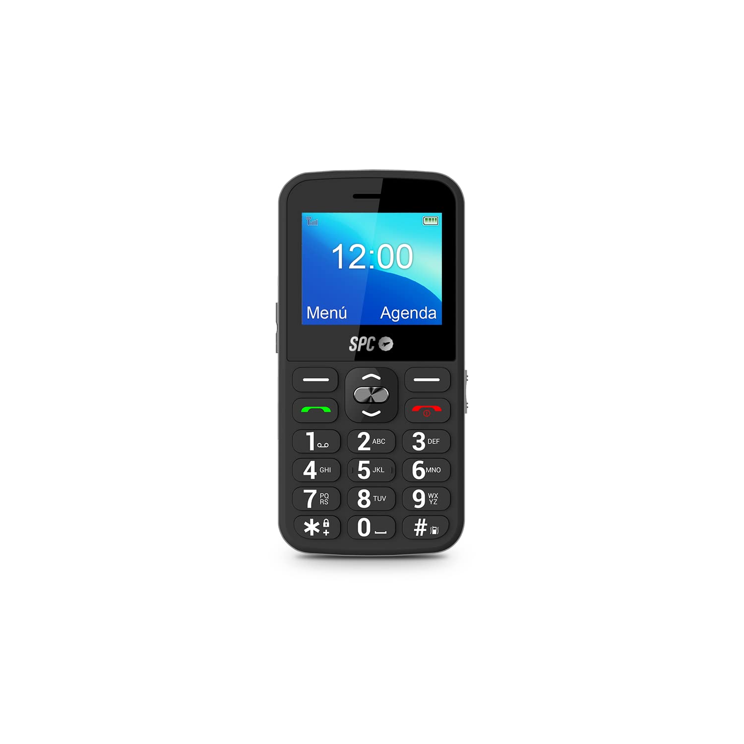 SPC Fortune 2 – Teléfono móvil de Teclas y números Grandes para Mayores, botón SOS, Timbre y notificaciones Inteligentes, Volumen extraalto, Base de Carga USB-C, sin Cargador - Negro