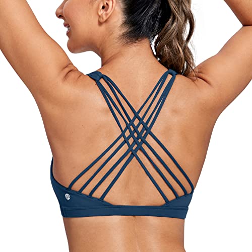 Image of CRZ YOGA Naked Feeling Strappy Sports Bras for Women - Criss Cross Back Wireless Padded Cami Yoga Workout Top
