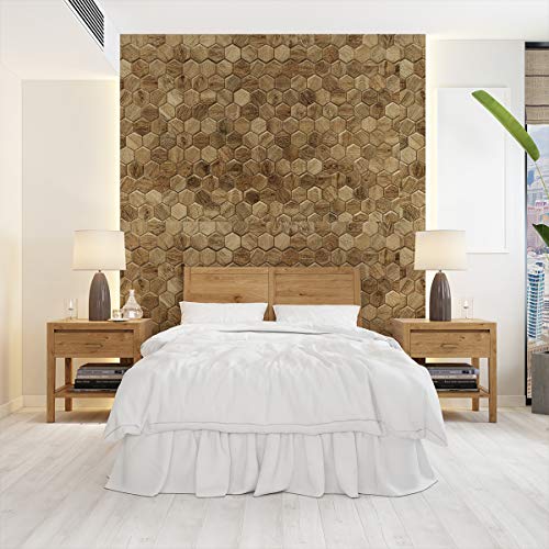 Image of DWELLSINDIA Wood Honeycomb Self Adhesive Wallpaper, Waterproof, Scratch Resistant, Laminated (41cm x 244cm, Multicolour)
