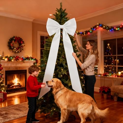 Lazos de Navidad de satén de 75 pulgadas para decoración de árbol grande 7