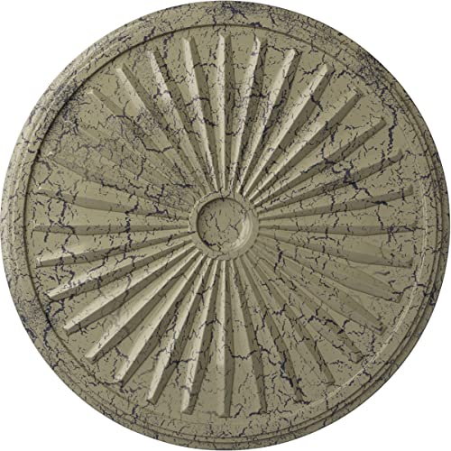 Ekena Millwork CM33LECSC 33-1/8" x 3-1/2" x 1-3/8" Leandros Ceiling Medallion, Castle Stone Crackle