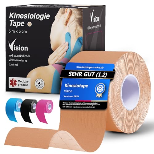 Vision Kinesiologie Tape Hautfarben – 5 cm x 5 m...