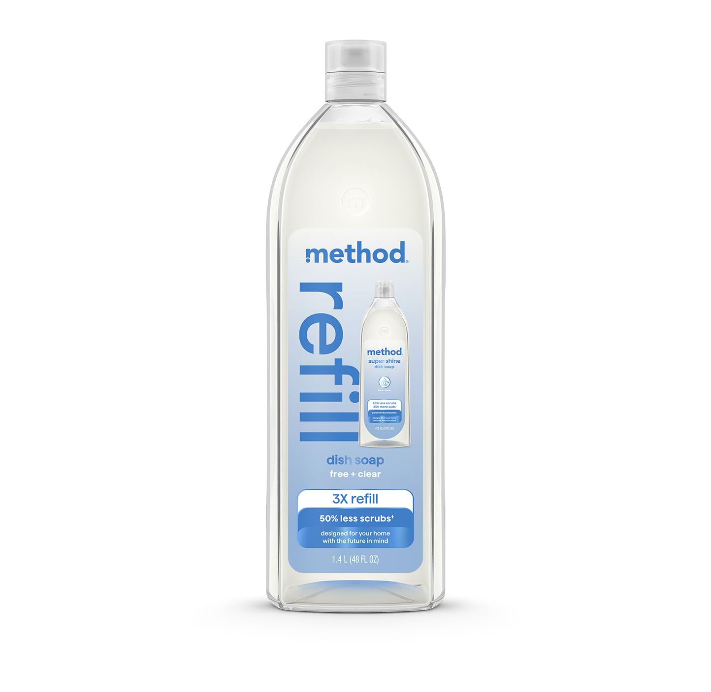 method Super Shine Liquid Dish Soap Refill, Free + Clear, 48 fl oz