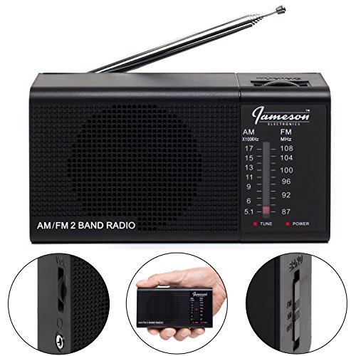 AM FM Portable Radio // Pocket Radios - Best Reception, Small Battery Operated Cordless Personal Transistor, Loud Built-in Speaker, 3.5mm Mono Headphone Jack - Powered by 2 AA Batteries (Black)