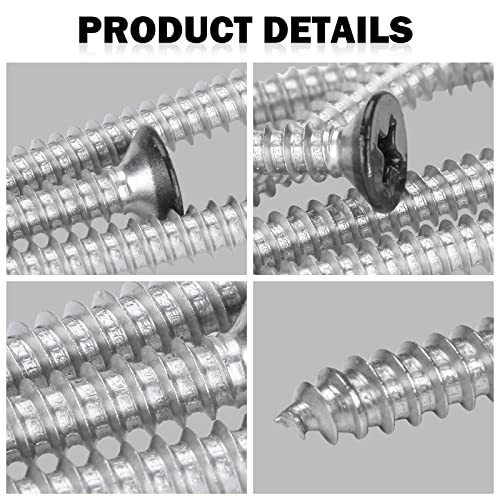 Image of QISHENG Black Head 100 PCS #4x3 /4(0.75 inch) Stainless Steel Phillips Flat Head Wood Screws,Stainless Steel 18-8 A2(304) Screw