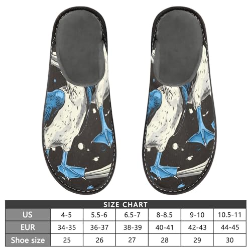 Slippers for Women Blue Footed Booby on Black Soft Fuzzy Women's Slippers Indoor and Outdoor Shoes3