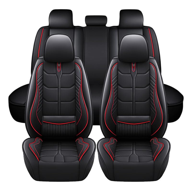 Housses de siege pour Dacia Duster 3 2024 2025 XIBANY en cuir PU noir et rouge
