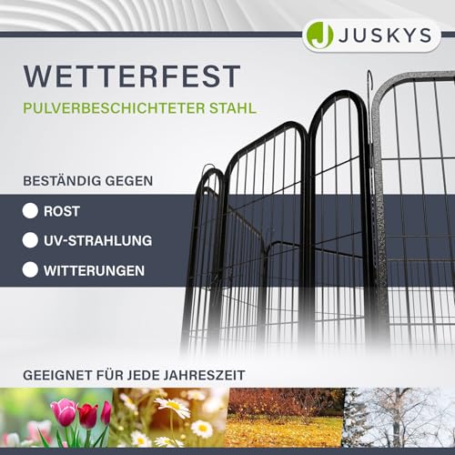 Juskys Welpenauslauf Plus 160x160x80 cm - Welpenlaufstall 8-teilig aus Metall - Freigehege mit Tür - Welpengitter für Hunde, Hasen & Kleintiere