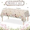 6 Pcs Spring Floral Tablecloths - Pink Wildflower Disposable Plastic, 54x108 Inch, For Easter, Wedding, Birthday Parties