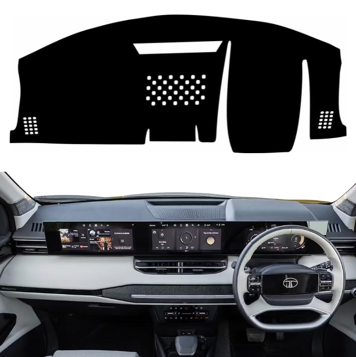 Image of Car Dashboard Cover Compatible with Tata Sierra 2026 Dustproof, UV Resistant | Sun Shade Carpet | Custom Fit Car Accessories (Balck)