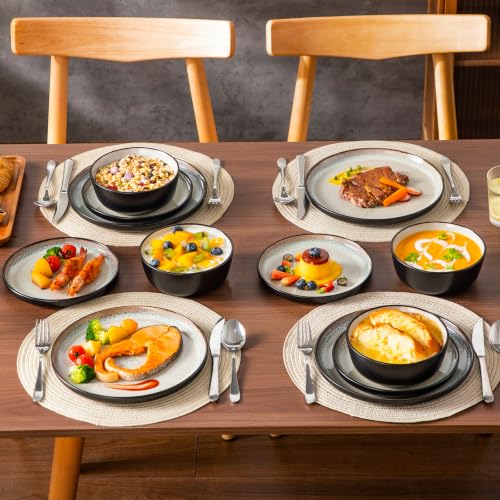 Image of vancasso 24-Piece Grayish Beige Stoneware Plates and Bowls Sets for 8
