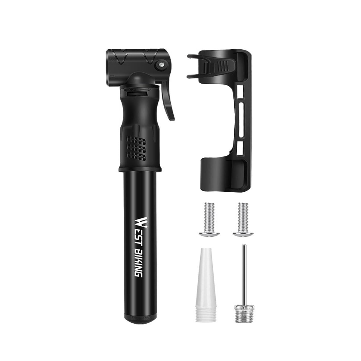 ALMEKAQUZBicycle Pump, Portable Lightweight Mini Bike Pump Aluminum Alloy Cycle Pump for Presta & Schrader Valve, Mini Air Pump For Mountain (BLACK)