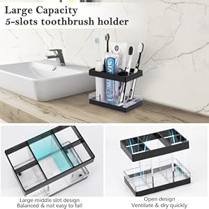 Chintutoothbrushholdersforbathroomscountertoporganizerelectrictoothbrushholderset5slotstoothbrushandtoothpasteholdermakeupbrushstoragecaddyforfamilykidsshowerclearblack Urban Country Home Decor Chintu toothbrush holders for bathrooms countertop organizer electric toothbrush holder set 5 slots toothbrush and toothpaste holder makeup brush storage caddy for family kids shower clearblack urban country home decor