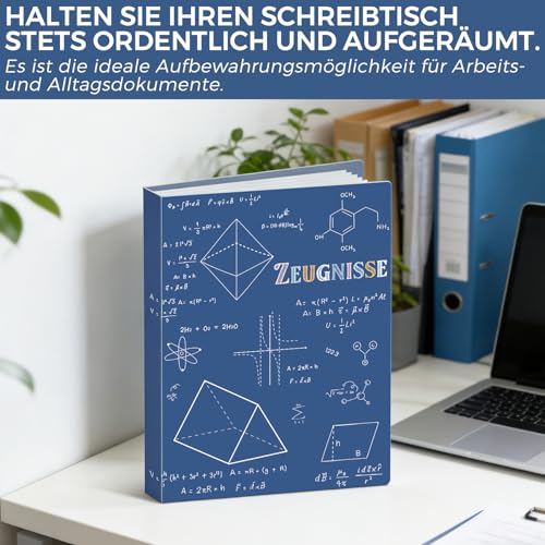 Zeugnismappe A4 mit 30 Hüllen - Geschenke zur Einschulung Schulanfang, Dokumentenmappe A4 Sichtbuch Urkundenmappe Mappe mit Klarsichthüllen, Document Organizer für Zertifikate Urkunden, Blau