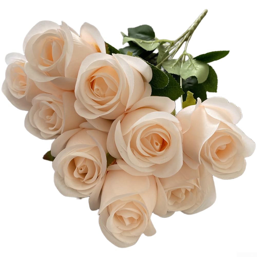 Bouquet de roses artificielles en soie à 9 têtes pour la décoration de table de salon