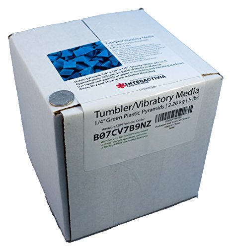 1/4 Inch Green Plastic Resin Pyramid (Approx 320 Grit) Tumbling Or Vibratory Media 4.7 Lbs/2.1 Kg | Includes A (Clean, Dry And Store) Bag | For Use In Vibrating Tumbler Or Rotating Tumbler #TOP5