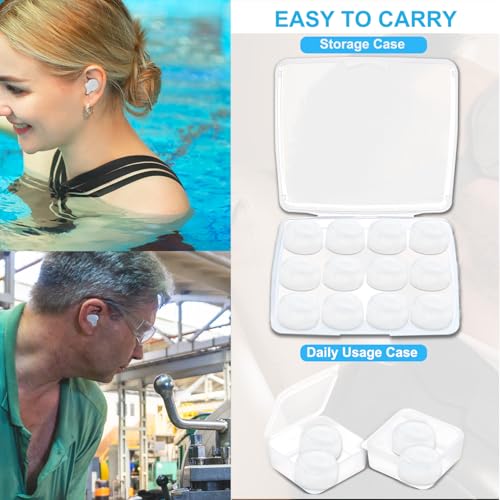 Image of Ear Plugs for Sleeping, 16 Moldable Noise Cancelling Silicone Earplugs for Swimming, Snoring, Sleep and Studying, White