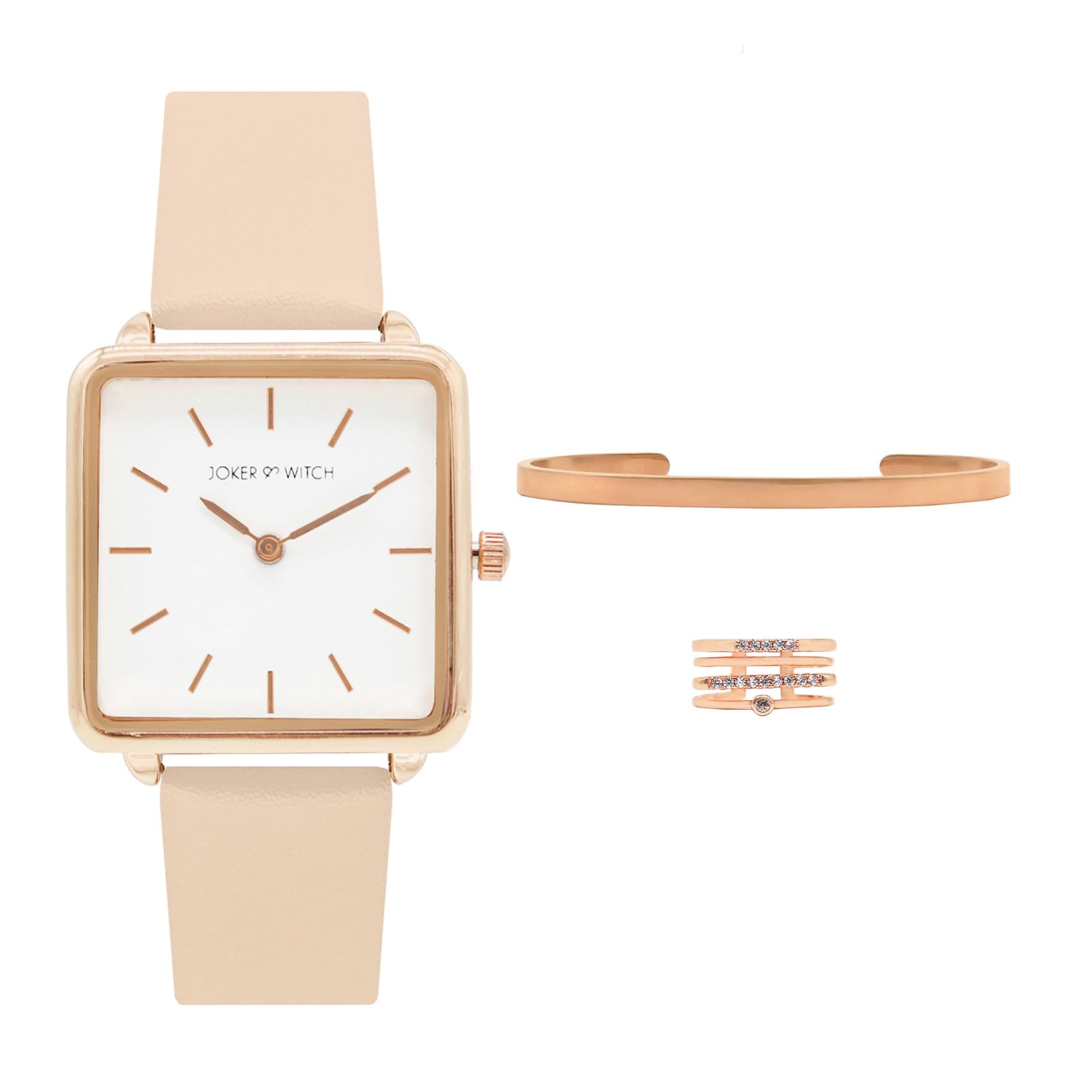 Joker & Witch Leather Women Da Bling Love Triangle Analogue Watch, White Dial, Pink Band (B0C861XZ45) Amazon Price History, Amazon Price Tracker