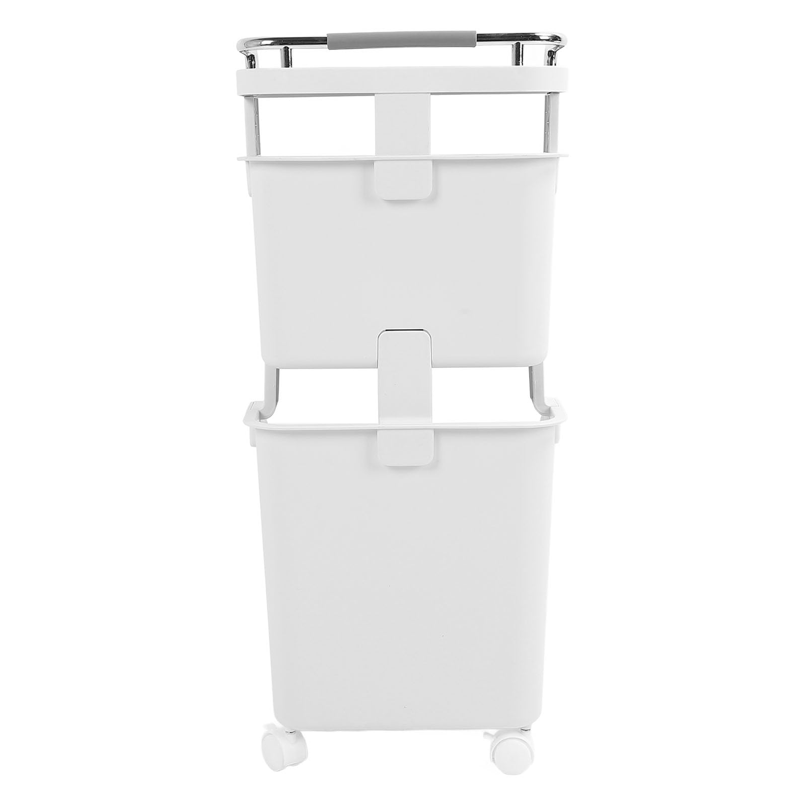 Rollender Wäschekorb, PP-ABS-Konstruktion, Kleideraufbewahrungskorb mit 4 Rädern, Stapelbares Design für Zuhause, Küche, Waschküche (2 Etagen)