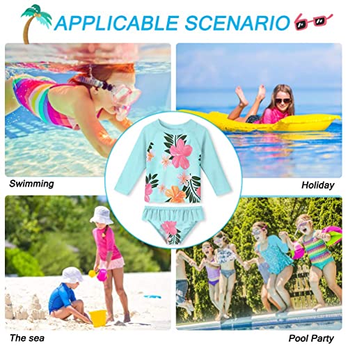Funnycokid Toddler Girls Rashguard Swimsuit Rash Guard Sets Two Piece Bathing Suits Long Sleeve Floral Swimwear Uv Sun Protection For Little Kids 2T #TOP5