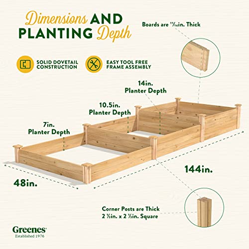 Greenes Fence Original Cedar Raised Garden Bed, 4' X 12' X 7-14" - Made In Usa With North American Cedar #TOP7