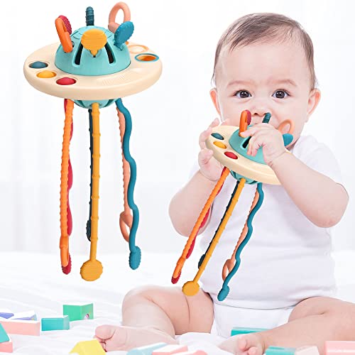 Image of YLTTZH Baby Toys Sensory Activity Silicone Toys for Toddlers 18M+,Toddlers Push Pull Toys for Babies,Baby Fidget Pop It Car Airplane Travel Toy for Toddler,Kid STEM Teething Bath Toys for Babies Gifts