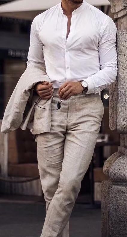 Men’s Linen Dress Pants Regular Fit Vintage Suit Trouser Lightweight Summer Casual Suit Pants Long for Men4