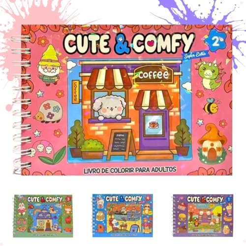 Livro de Colorir Antistress 50 Páginas Desenhos Variados, Capa Dura, Relaxante e Criativo para Crian