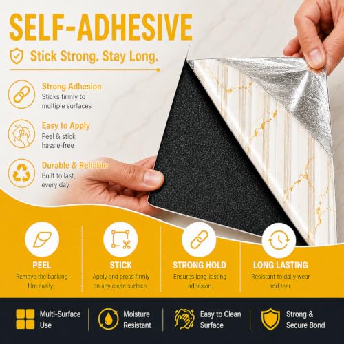 Image of Self Adhesive 3D Marble Fluted Foam Wall Panel Roll 2.78M x 16CM x 1.5CM, Waterproof Peel Stick Wall Cladding for Living Room, Bedroom, TV Background Office Cover.