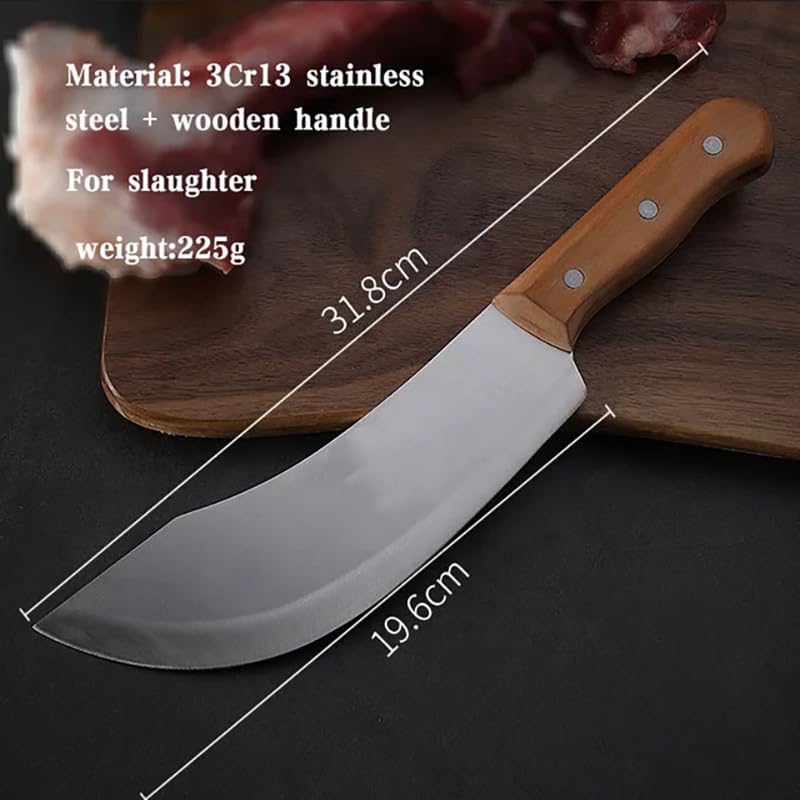 Image of Machado German High Carbon Stainless Steel Conical Edged Cleaver, Peeling, Paring, Boning Knives, Suitable for Cutting Vegetables, Fish, etc for Kitchen, Hotel, Restaurants - 12 in