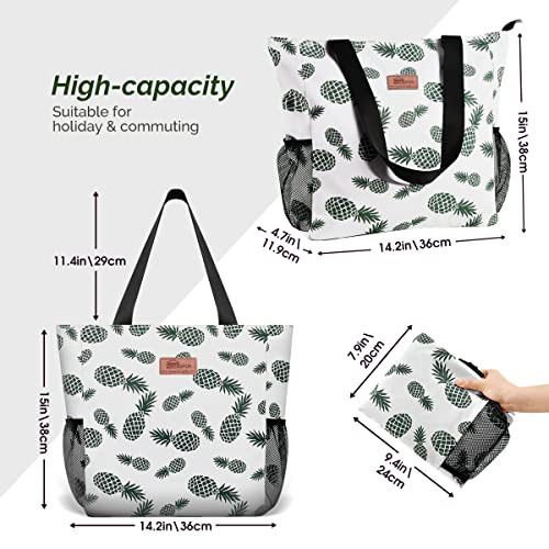 Image of Buringer HOMESPON Large Tote Bag with Pockets shoulder bag Lightweight for Travel Hiking Beach Gym