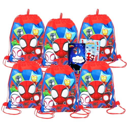 Spidey and Friends Gift Favor Bags for Kids - 6pk Return Gifts Bundle