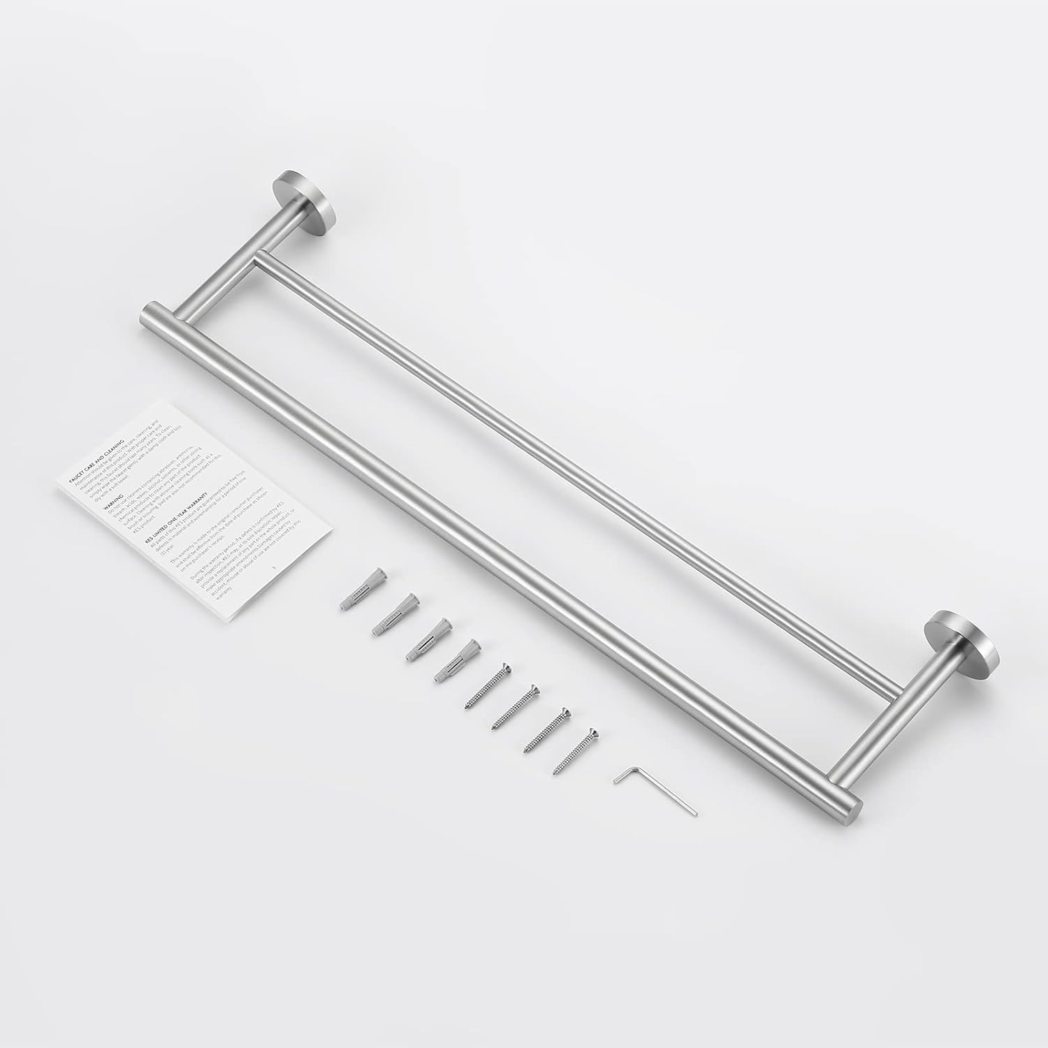 KES Double Towel Bar 23.6 Inch Bathroom Kitchen Towel Holder Dual Towel Rod Rustproof Wall Mount SUS304 Stainless Steel Brushed Finish, A2001S60-2