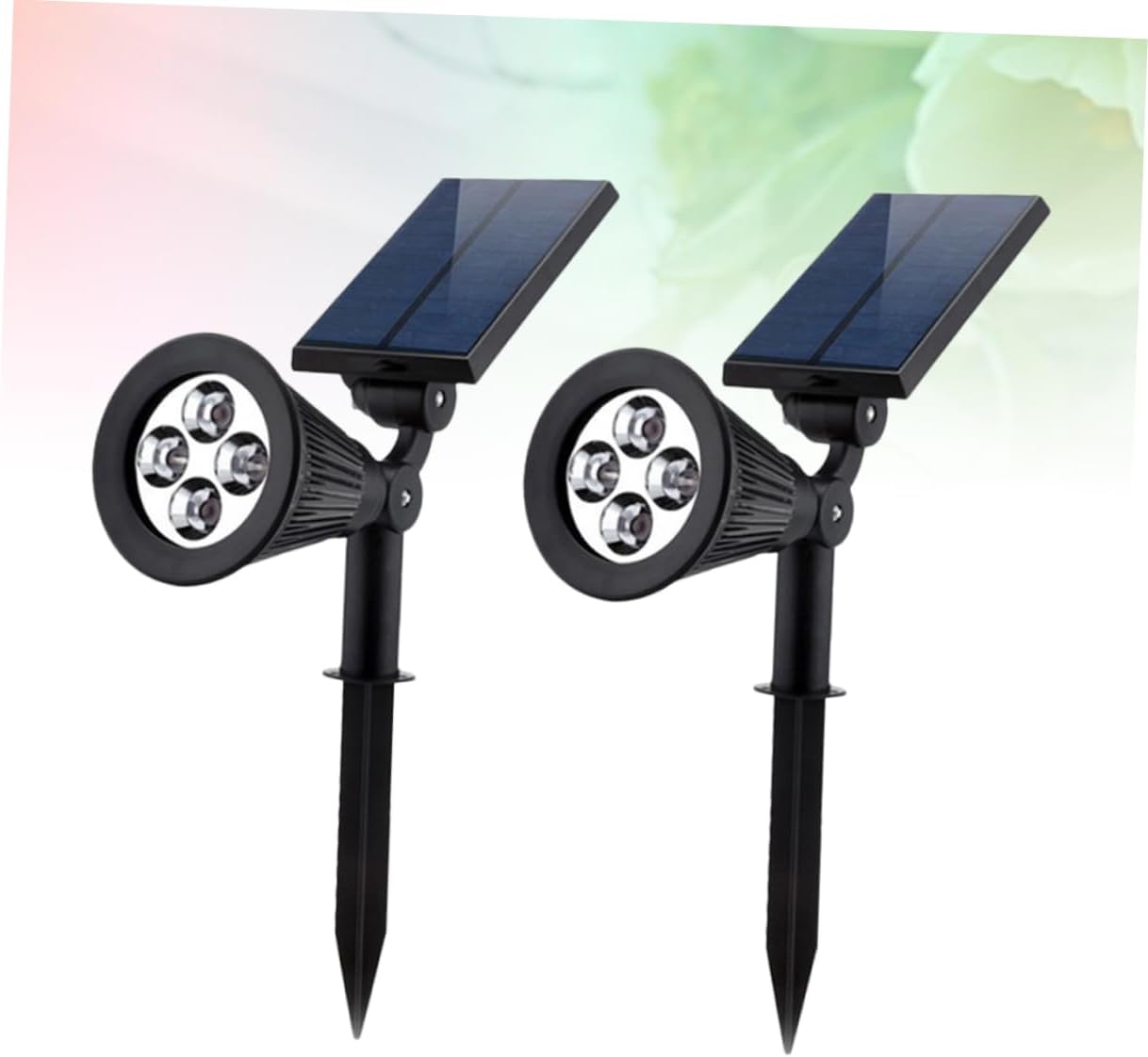 2 Pcs Waterproof RGB Solar Spotlights 4 LEDs Outdoor Landscape Light for Lawn and Garden Plug-in Ground Lamp Color Changing Solar Powered Light