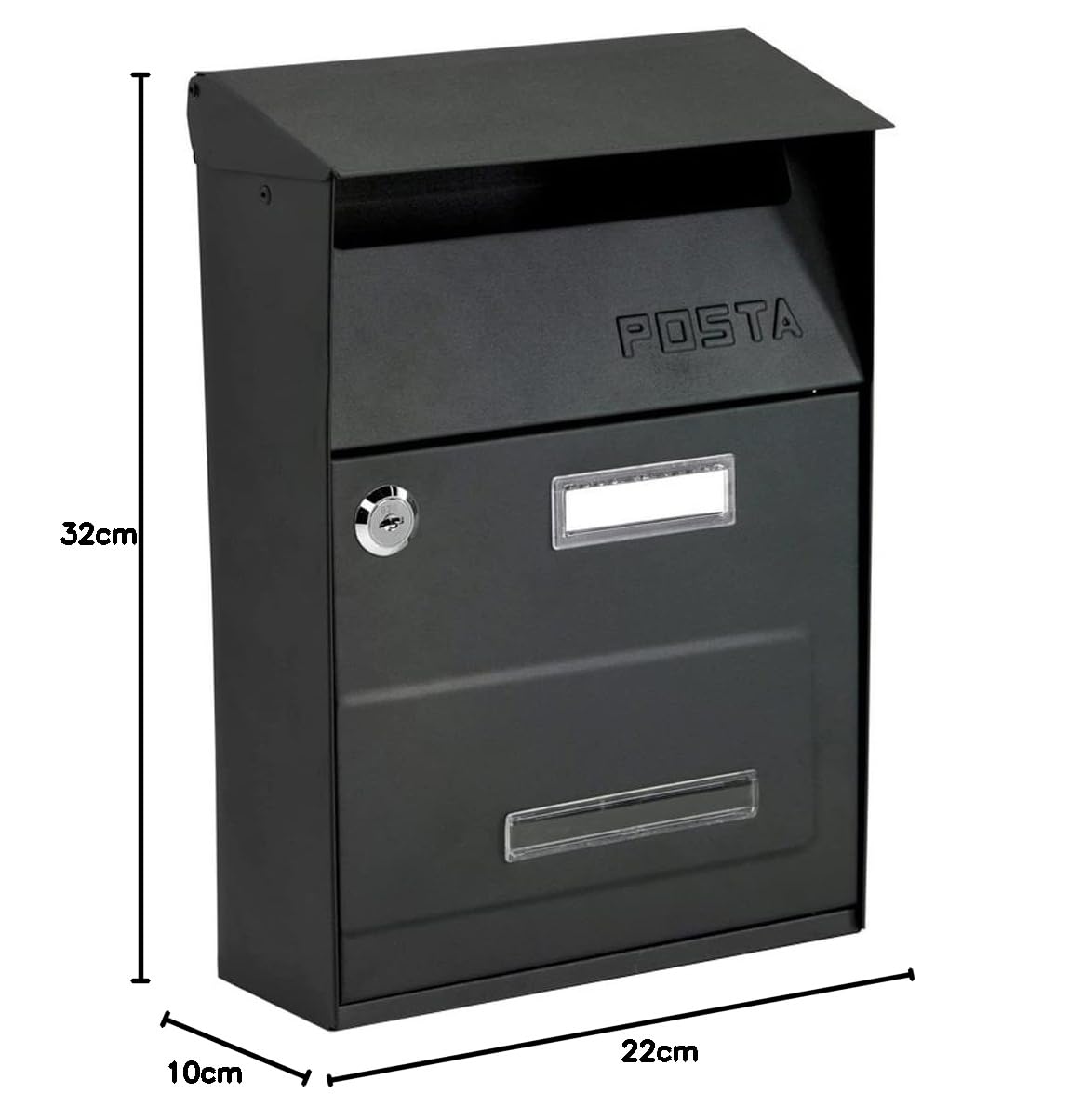 Kippen 10006HN - Cassetta Postale Modello Next, Colore Nero, Misure: 320x220x100 mm