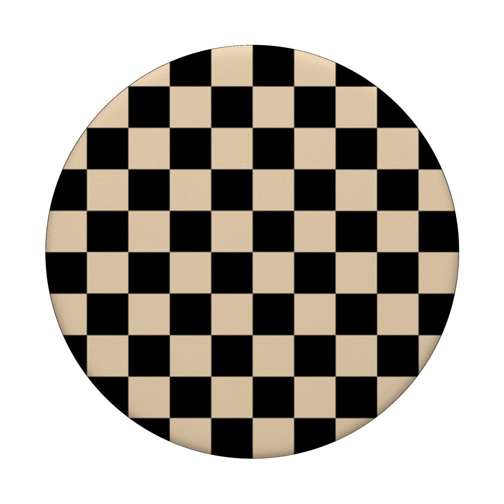 Motivo a scacchi nero beige a scacchi PopSockets PopGrip Adesivo