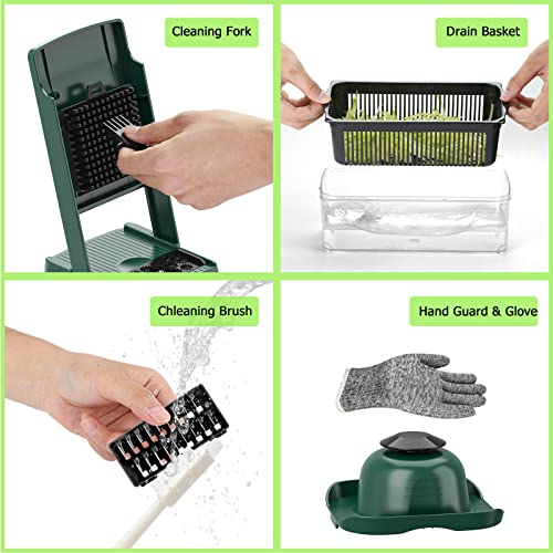 Foto von Gemüseschneider, 15 In 1 Gemüse Schneider Gemüsehobel Zwiebel Zerkleinerer mit 7 Edelstahl Klingen Vegetable Chopper für Obst Gemüse, Karotte, Kartoffel, Knoblauch