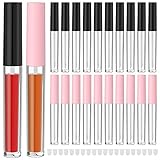 RONRONS Set of 20 Refillable Lip Gloss Bottles with Rubber Inserts,Empty Lip Gloss Tubes Containers (Pink+Black)