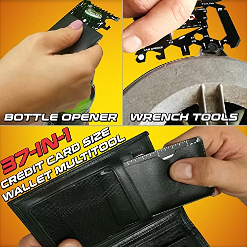 37-In-1 Wallet Multitool Card Gift Set. Black Credit Card Multitool With Multifunction Tools & Accessories. Best Stocking Stuffer Gifts For Men, Dads, Husbands, Handymen & Outdoor Enthusiasts #TOP1