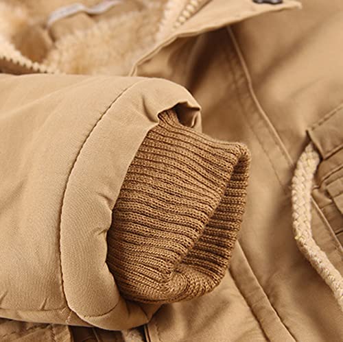 Cartoon Bear Ear Puffer Padded Hooded Jacket Hooded Outdoor Windbreaker Boys&Girls Winter Thick Jacket Warm Fleece Beige #TOP3