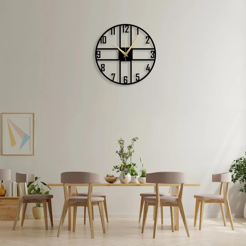 Image of Stylish Metal Wall Clock for Living Room, Bedroom, Office, Kitchen, Home and Hall | Antique Fancy Big Size Modern Wall Watch for Home Decor (DA-44, 60 CM)