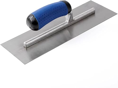 Miniatura 7 de ZJNOTED Paleta de yeso de 12 x 4 pulgadas, herramienta de acabado para cemento, acero al carbono templado, mango de goma suave de montaje de