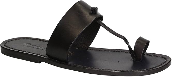 mens leather toe loop sandals