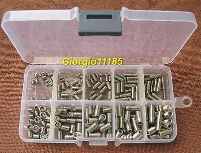 200Pcs Stainless Steel Hex Socket Set Screw Assortment Kit