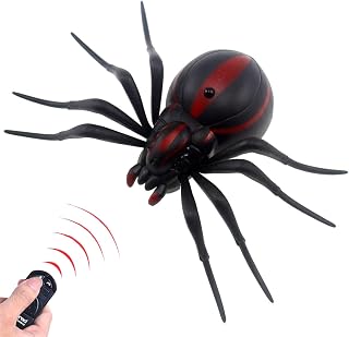 Escomdp RC Spider Toy Remote Control Tarantula Realistic Electric Electronic Fake Animal Car Prank Scarf Kids Birthday Gifts (Black)