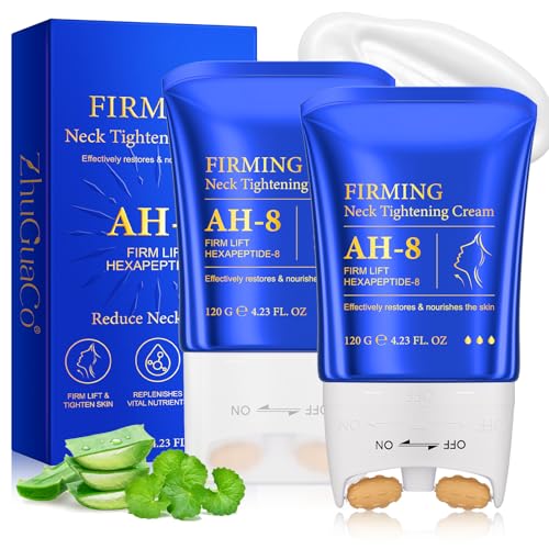 lofuanna AH-8 Firming Neck Cream,Firming Lifting Neck Creams for Tightening & Moisturizing Skin with Massage Roller, AH-8 Neck Cream for Crepey Skin,Hydrating & Reduce Wrinkles for Men and Women