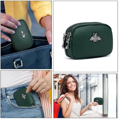 Image of PALAY Women Coin Bag Utility Double Layer PU Small Bag Zipper Pouch Coin Bag Card Bag Purse Bag Cash Bag Birthday Gift Christmas Gift for Women, 11.5x4x7.5cm